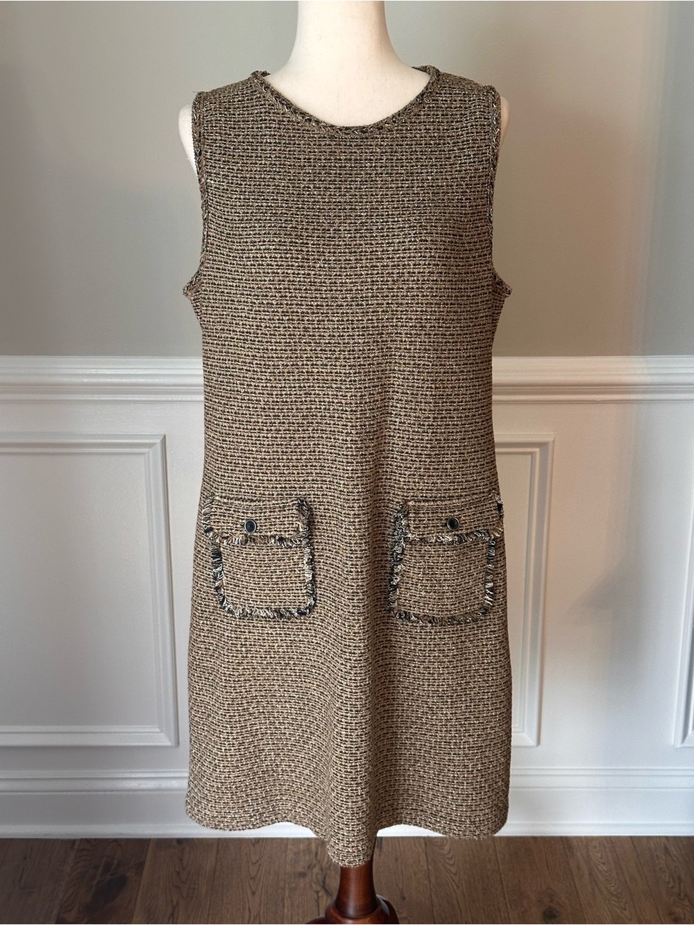 J. Jill Sleeveless Tweed Shift Dress size Medium Petite